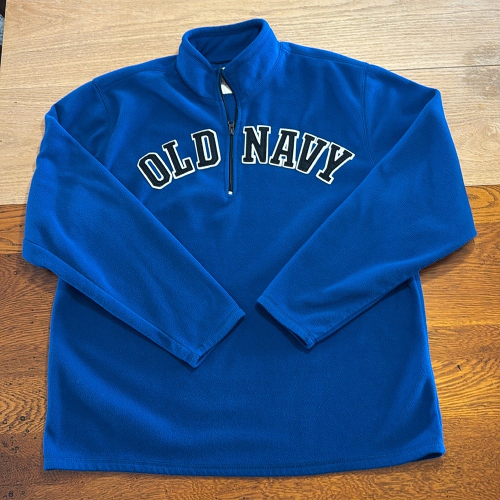 Vintage Old Navy Blue  3/4 Zip Up  Fleece Sweatshirt. Size XL